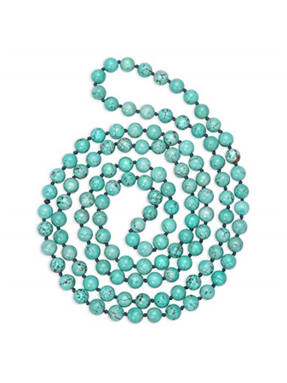 Turquoise Beaded Necklace Boho Long Wrap Necklace 47 Inch Cotton Thread Gem Set